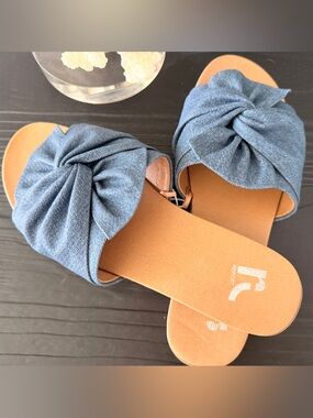 Report Denim Cobalite Knot Slide Denim Sandals Blue W 9.5
